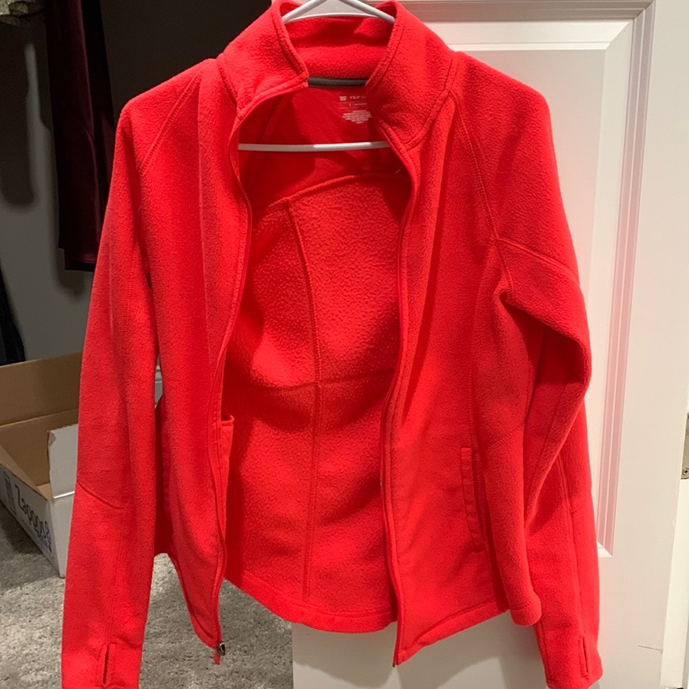 Orange zip up fleece Small